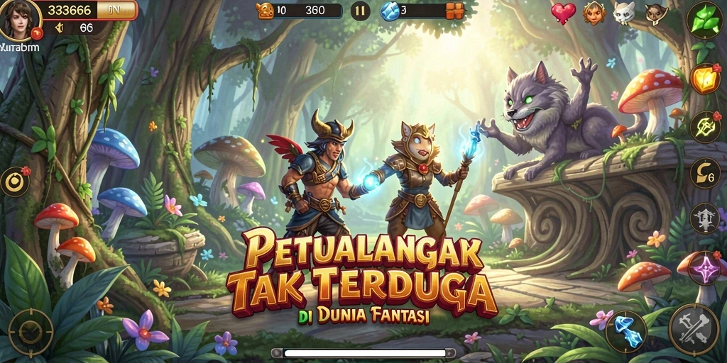 Tampilan gameplay dari 333666 yang menampilkan momen petualangan yang mendebarkan.