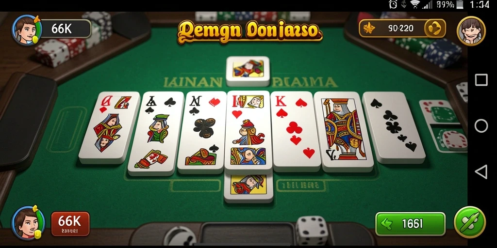 Tampilan seru gameplay Domino di 66K dengan antarmuka menarik.