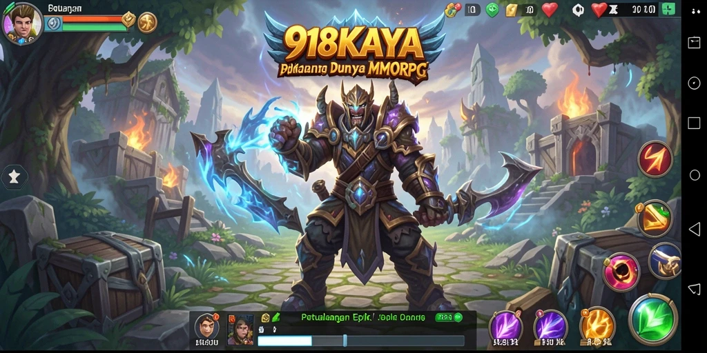 Screenshot gameplay 918KAYA dengan aksi seru dalam pertempuran MMORPG.