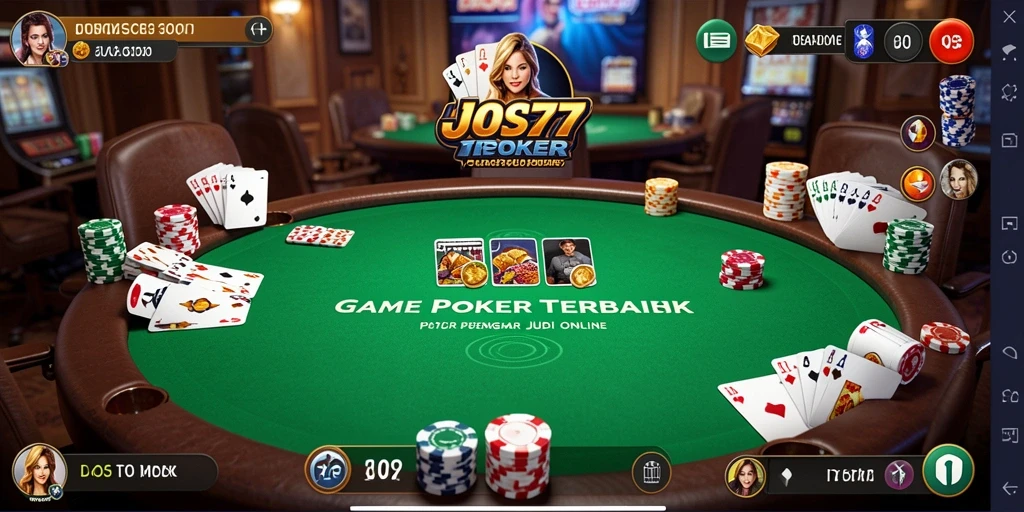 Tampilan gameplay poker yang mendebarkan dan interaktif dari JOS77.
