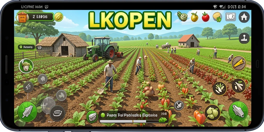 Tampilan gameplay LKOPEN yang menarik dengan pertanian yang indah.