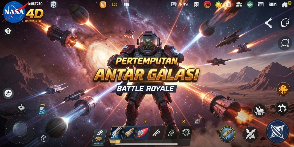 Tangkapan layar gameplay Battle Royale NASA4D yang mendebarkan.