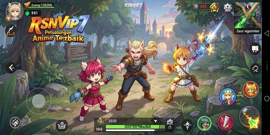 Screenshot gameplay RSNVIP7 menampilkan karakter Anime yang beraksi.