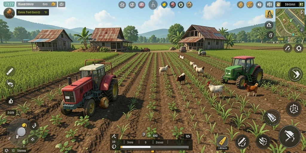 Screenshot UH77 menampilkan gameplay seru bertani dan merawat tanaman.